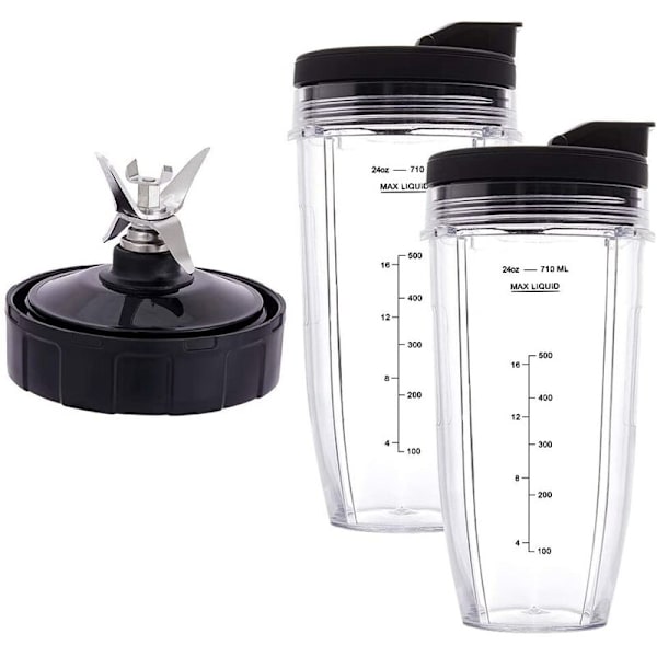 24 Oz Koppar med To-Go Lock, 7-Fin Extraktorblad, för Nutri Ninja Auto IQ Blender BN801 SS101 BL480-30 BL641 BL642-30
