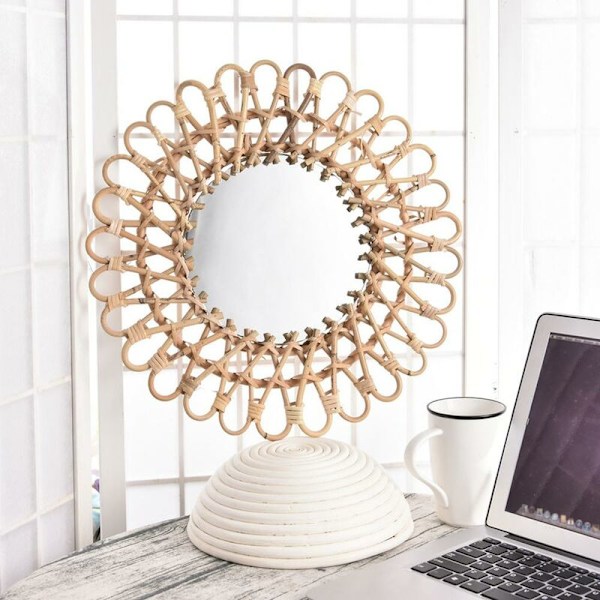 40 cm nordisk vevd rotting rund veggdekorasjon for garderobe