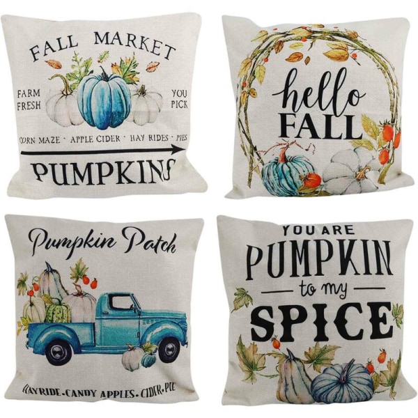 Fall Pillow Covers 18X18 Inch Set of 4 Decorative Pillowcase Farmhouse Cushion Cover for Sofa Couch Home Decor