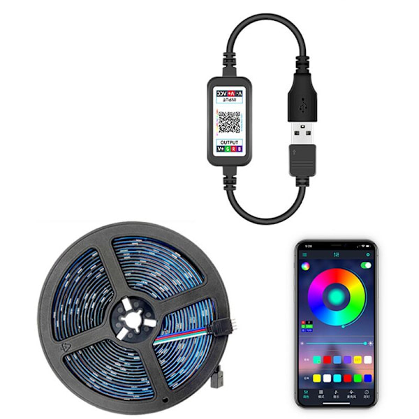 Vandtæt LED-lysstrimmel 5050RGB Bluetooth-app 5V Fleksibel lysstrimmel til boligindretning RGB-lysstrimmel 3 meter