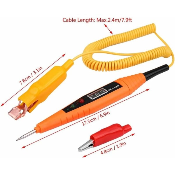 Elektrisk testpenna, 2,5-32V digital penna automatisk diagnostisk verktyg digital multimeter resistans med LED-bakgrundsbelyst display