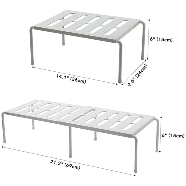 Utvidbar kjøkkenbenkhylleorganisator, hylle med uttrekkbare plastorganisatorer, flerbruks, krydderhylle hvit