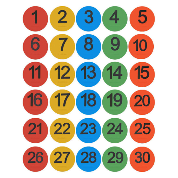 30 numerolla varustettua mattomerkkiä.