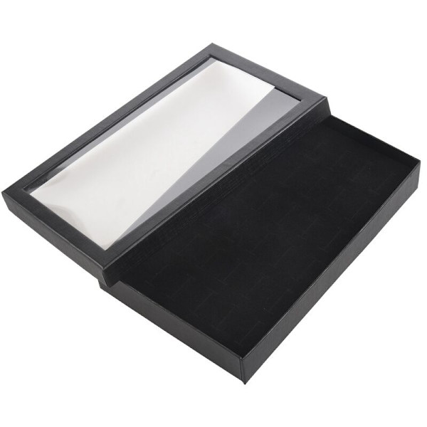 36 fack örhänge display box ring förvaring transparent display showcase case organizer hållare svart