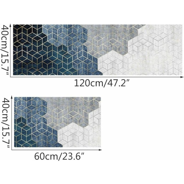 Liukumaton Keittiömatto Etupesualtaan Edessä, Geometrinen Kuvio, 2 Kpl Imuvaa Lattiamattoa Keittiöön, Pehmeä Juoksumatto 40 x 60+40 x 120cm(tyyli 1)-Fei Y