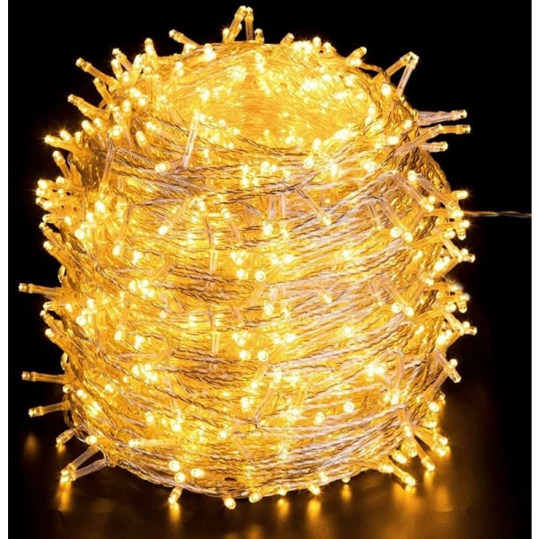1000 LED-merkkivaloa 100 M lämmin valkoinen, 8 valaistustilalamppu, Quntis Garland -valo syntymäpäivähää varten, ulkona joulutunnelman sisustus