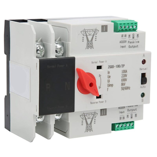 220V ZGQ5-100 Transmission Switch/2P Automatisk Transfer Switch med Dobbelt Strømforsyning Bidirektional Transmission Switch Controller