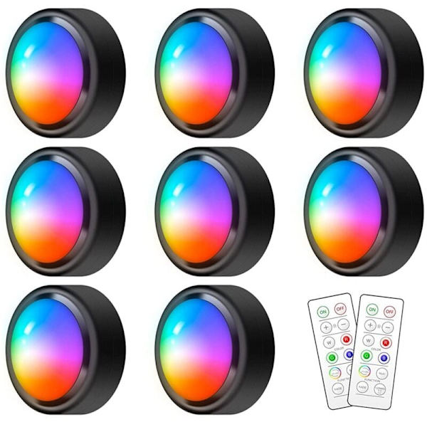 Ljus med fjärrkontroll, 16 färger RGB LED-under-skåpsbelysning, batteridrivna lampor för garderob, sovrum
