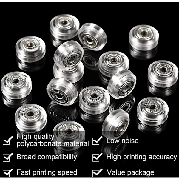 8 kpl 3D-tulostimen muovihihnapyörää 3D-tulostimen pyöriä 625ZZ lineaarinen laakeri yhteensopiva CR10:n, 3:n kanssa