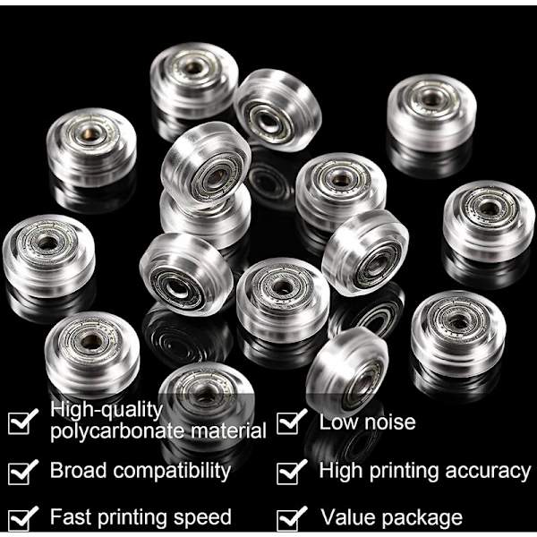 8 stk 3D-printer plastskive 3D-printerhjul 625ZZ lineærlager Kompatibel med for CR10, 3