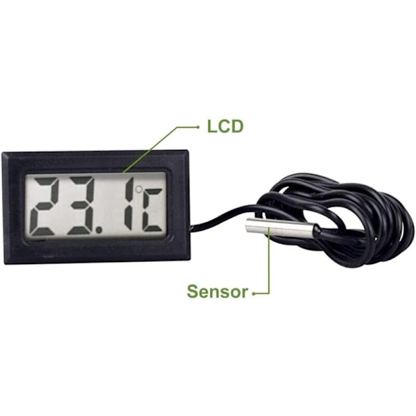 Nyt digitalt LCD-termometer Temperaturmåler Probe Sensor Range -50 Celsius C til +110 Celsius C