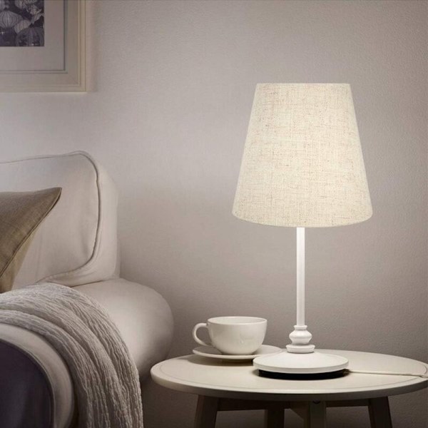 Kampagne, sæt med 6 små lampeskærme, lampeskærm i hessian til bordlampe og gulvlampe, beige nordisk lysekrone lampeskærm 3,5 x 5.