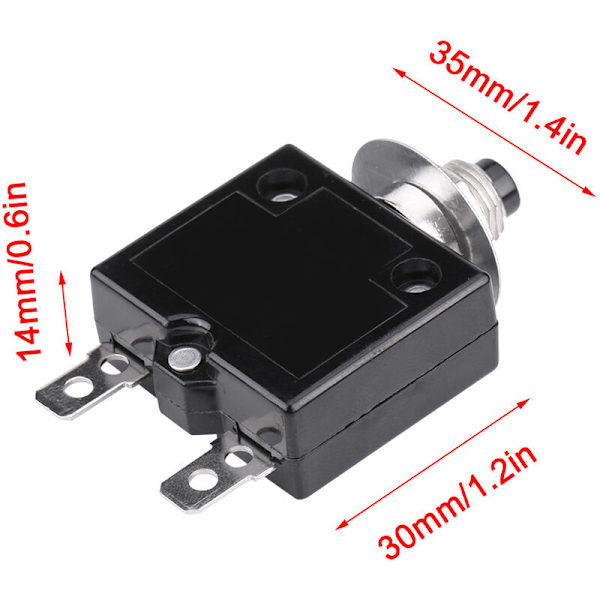 Sikringsafbryder 5A 8A 10A 15A 18A 20A 30A Valgfri Nulstilling Termisk Afbryder, 125-250V AC 50V DC Strømsoverbelastningsbeskyttelse Trykknap Sikringsafbryder(