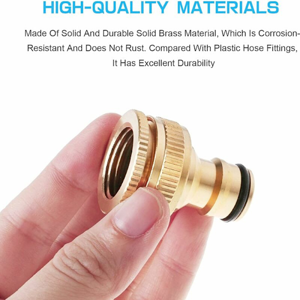2-delt hagekobling i messing, 2-i-1 kranadapterbeslag, 1/2 tomme og 3/4 tomme hunn til sporadapter, 20 mm til 25 mm, for hageslangekran