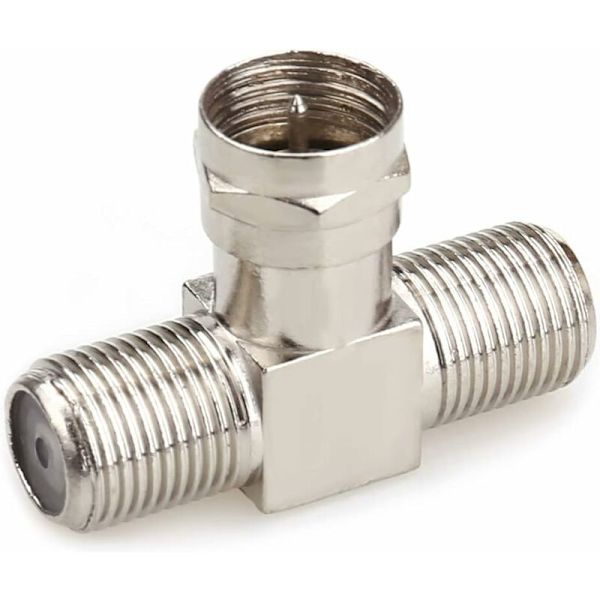 Type Han til 2 Hun 3 Vejs Koaksialkabel Splitter Konnektor Adapter, f-stik indendørs TV-antennekabel stik - 2-pak