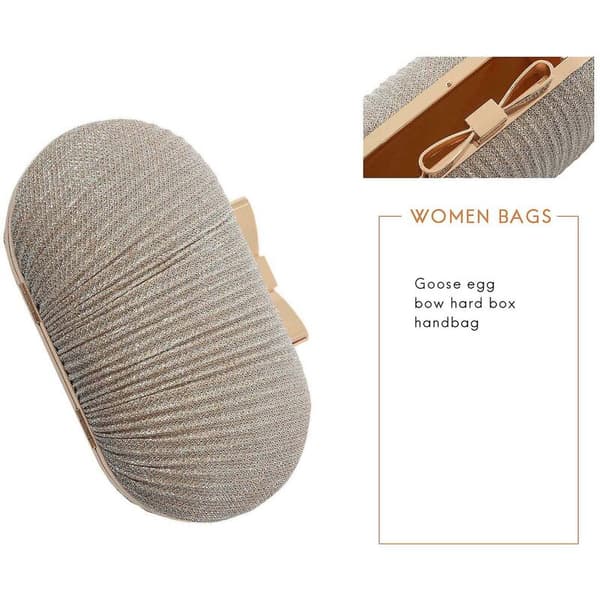 Clutches Kvinnor Blanka Bröllop Brud Handväskor Metallic Båge（champagne）