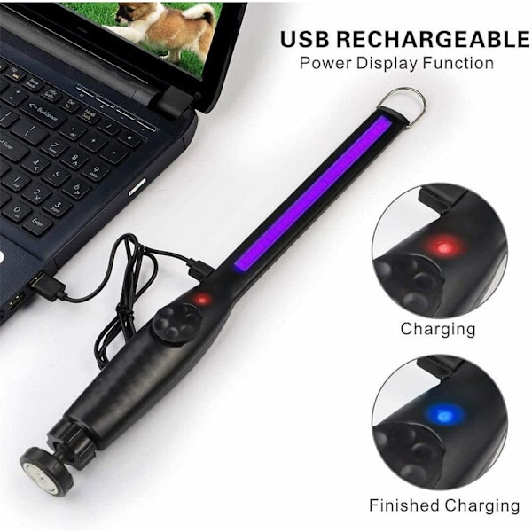 UV-desinfektionslampe med USB-oplader, indbygget batteri, bærbar