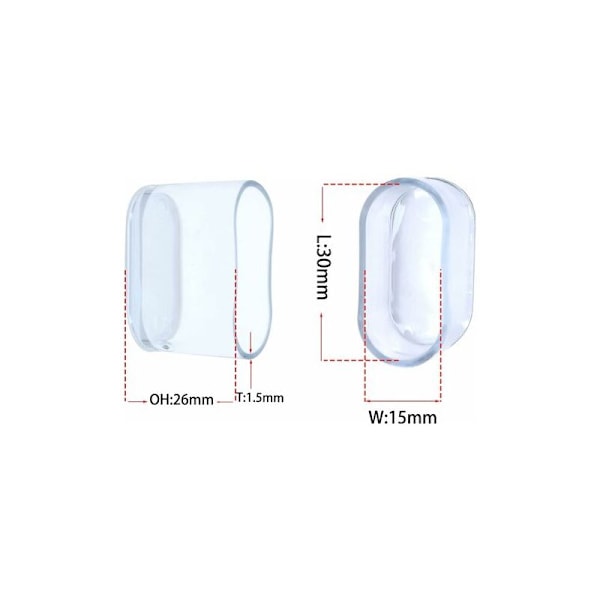 20 st Transparenta Mjuka PVC Ovalformade Stolsbensöverdrag för Stols- och Bordben 15 x 30 mm