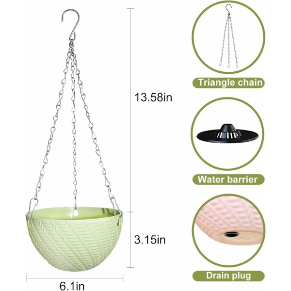 5-pack Hängande Planterkrukor inomhus, Blomkruka, Hängande Planterkorg, Utomhus Heminredning Krukor, 5-pack Plast Hängande Planterkorg, Hängande