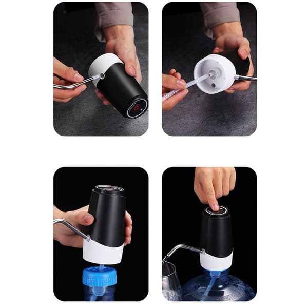 Elektrisk pump för flaskor, USB-laddning, automatisk dispenserpump för kök, camping, verkstad (grå)