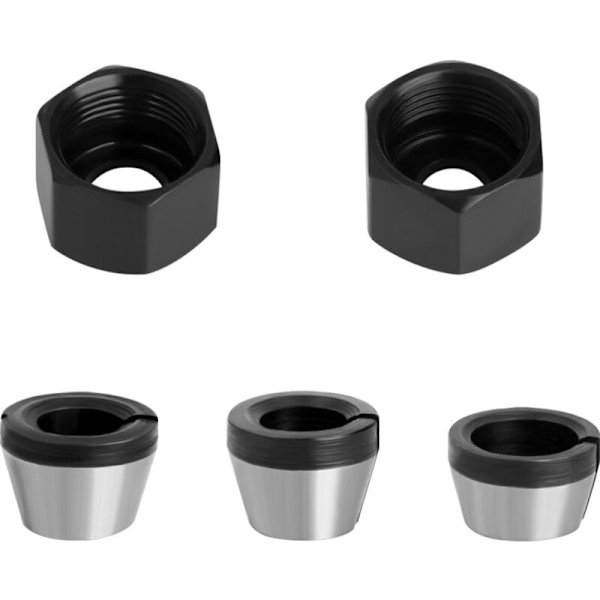 3 stk Chuck-hode for trimmer/elektrisk klemme, routerklemme, 6mm/6,35mm/8mm, konverteringsadapter for fresing av tre, chuckadapter med 2 muttere