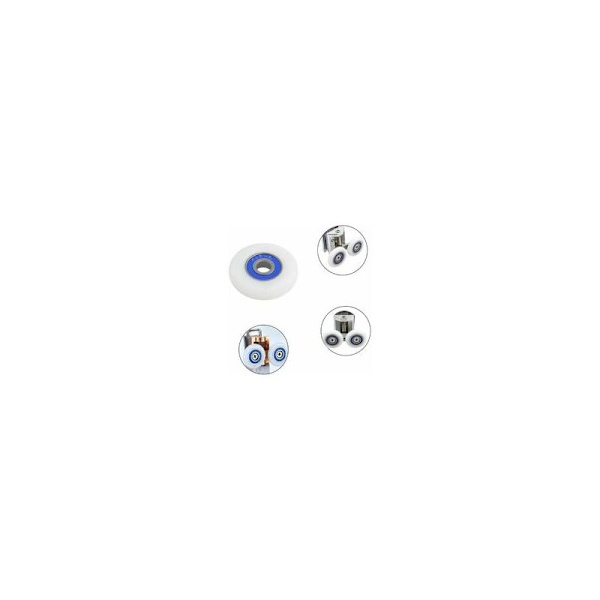 Udskiftningsruller til brusedør, sæt af 1 med skruer, 23 mm diameter, stjerneformet.