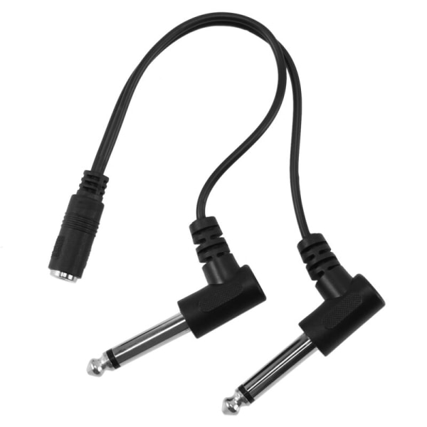 3,5 mm Mini 1/8 tum Stereo-kontakt till Dubbla 1/4 6,35 mm Mono Hane Kontakt Höger Vinkel Ljudadapter Y Splitter Kabel