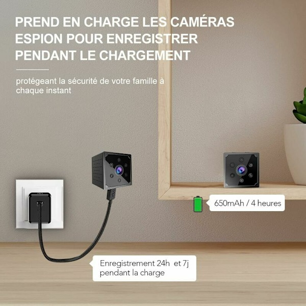 Spionkamera, 1080P Mini Trådløst Overvåkingskamera med Opptak WiFi Overvåkingskamera Lange Batterier Mikro Skjult Kamera med Bevegelsesdeteksjon