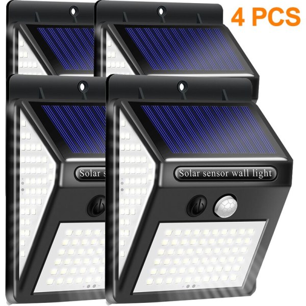 4 stycken Solar Lights for Outdoor 140 LED, Solar Lights for Outdoor med rörelsesensor 1200mAh Vattentät LED Solar Light 3 lägen 270° Outdoor Så