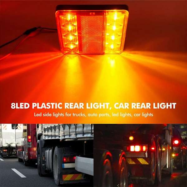 2 st 12 V LED Baklyktor, Multifunktionella Baklyktor för Traktor Lastbil Trailer