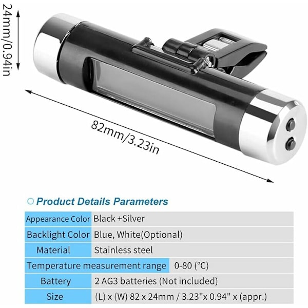 Bil LCD Digital Clip Termometer Digital Klocka LED Bil Klocka Termometer Fordon Instrumentbräda Klocka