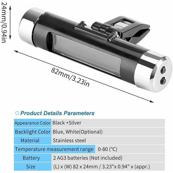 Bil LCD Digital Clip Termometer Digital Ur LED Bilur Termometer Køretøj Instrumentbræt Ur