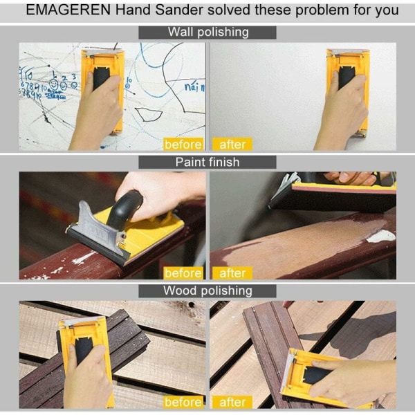 Handslip med svampgrepp Handslipning Liten handslip Trä Manuell slip 18,5 9 6,5 cm för slipning av konturer Plan Trä Metall
