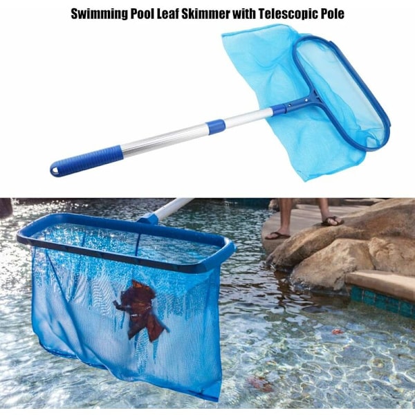 Pool Skimmer Net Professionel med Heavy Duty Teleskopisk Klemme Pool Skimmer Blade Net til Rengøring Rake Pool Rengøringsartikler Fjern Blade og Affald