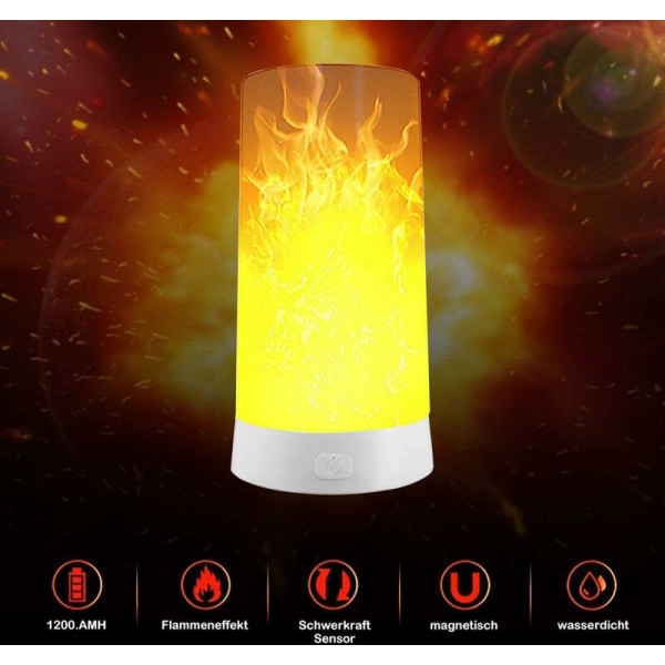 Set med 2 LED-flamlampor, USB-uppladdningsbar flimrande flamplampa med fjärrkontroll nattlampor för hem/hotell/fest-