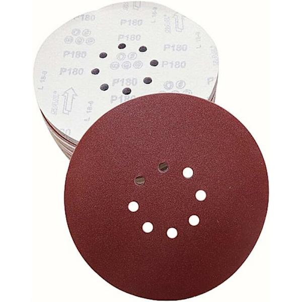 60 st Slippapparsslipar, Slippapparsslipar, Slippapparsslipar Diameter 225 mm Korn 10xP40/60/100/120/180/240 8 hål i rött Torrt Bygg Slippapper (60 st