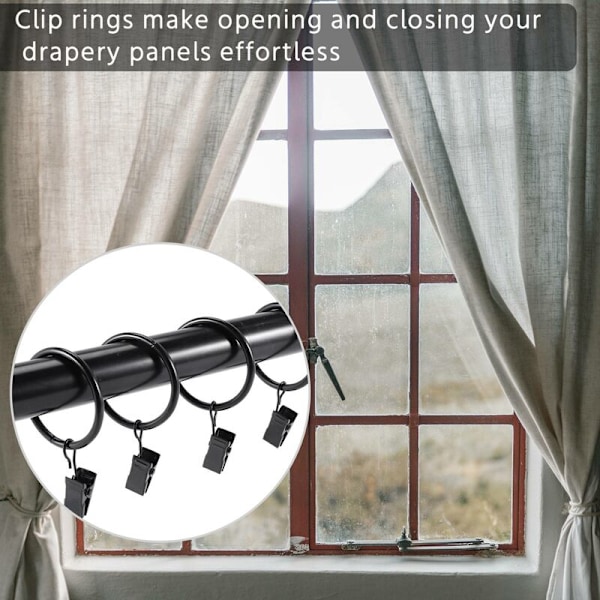 Gardinstænger med clips Gardinstangsclips, Gardinringe med clips Dekorative gardiner, Ringe med gardinklips 50 stk.