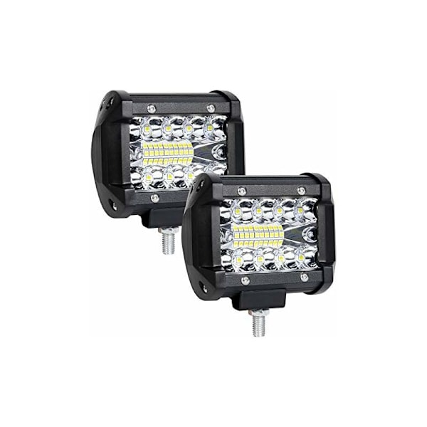 60W LED arbeidslys, 2 stk 4 tommer 6000K 5000 LM 9V-30V Vanntett IP65 Nilight LED-frontlys Lang rekkevidde LED arbeidslys, Flom tåkelys for lastebil ATV/S