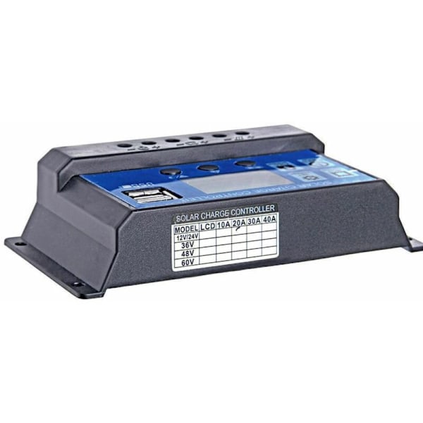 30A 12/24V LCD Solregulator Batteriregulator Controller Dobbelt USB
