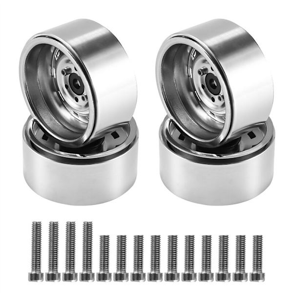 4 st 1,9 tum metallfälg med pärllås för 1/10 RC Crawler bil silver