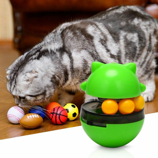 Husdjur Hund Katt Tumbler Läcka Mat Leksak Rolig Katt Post Feeder Leksak Hund Katt Feeder Feeder Husdjur Träning Leksak Grön