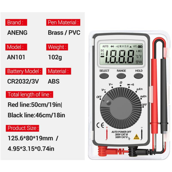 AN101 Mini Digital Multimeter Multimeter Tester DC/AC Spænding LCR Meter Lomme Professionelle Testere