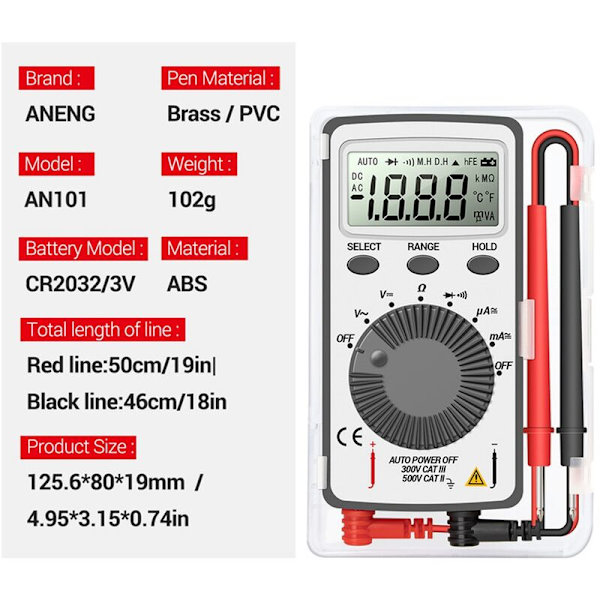 AN101 Mini Digital Multimeter Multimeter Tester DC/AC Spänning LCR Mätare Fick Professionella Testare