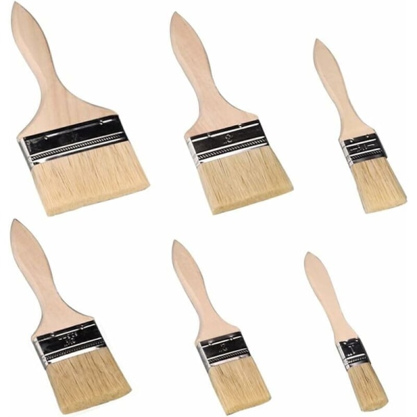 Seinän maalaussivellin, litteä sivellin, 6 kappaleen siveltimet, ammattimainen puukahvainen maalaussivellin luonnonharjakset, sopii seinille, huonekaluille,