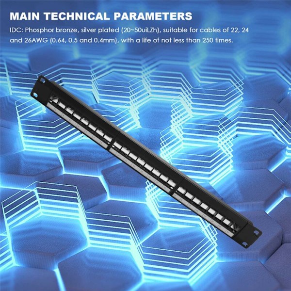19 tums 1U rackmonterad crossover 24 portar CAT6 RJ45 patchpanel kabeladapter Keystone modulär ram