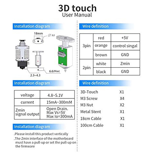 Opgraderet version af 3D-Touch V3.2 til 3D-printer - Auto-niveaujusteringssensor, der forbedrer udskrivningsnøjagtigheden