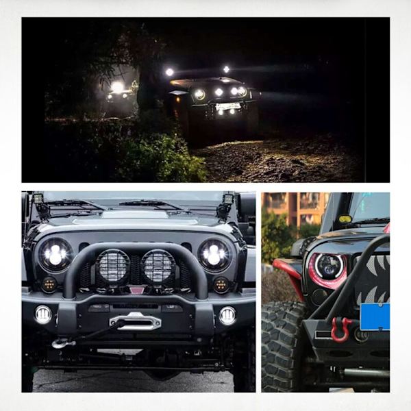 7 tommer LED forlygter Halo Eye DRL blinklys til JK TJ CJ LJ
