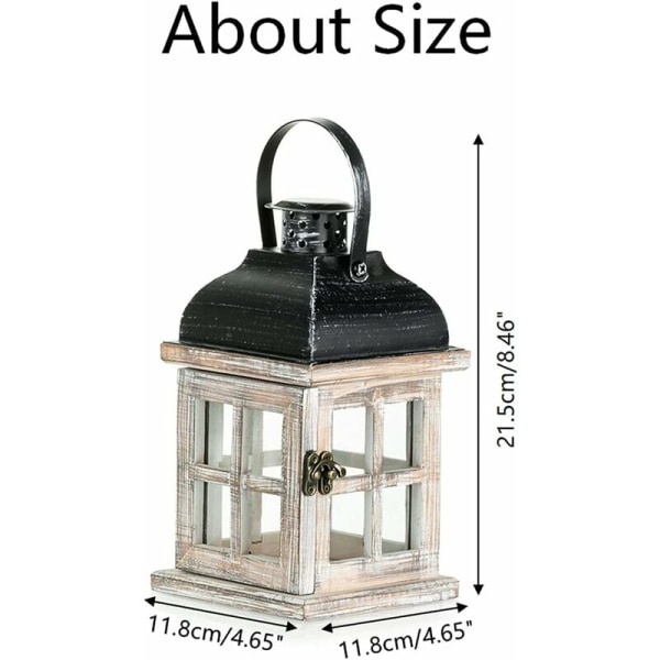 Puinen kynttilälyhty - 22 cm koristeellinen valkoinen lyhty, Vintage kynttilänjalka Shabby Chic pöytäkoriste ulko- ja sisätiloihin Koti Puutarha Häät Joulu