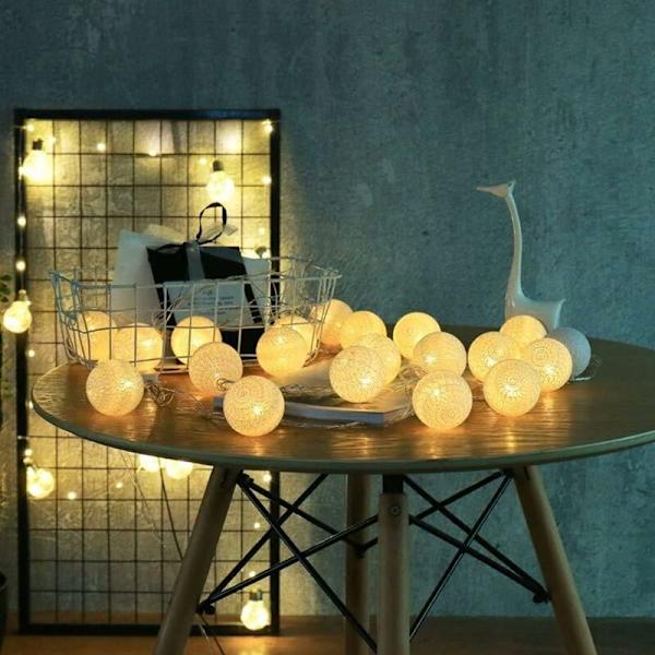 Bomuldskugle Lysstreng - 3M 20 LED Lysstreng med Stik til Soveværelse Gardin Fest Jul Fødselsdag Halloween Bryllup Babyværelse Romantisk Dekoration