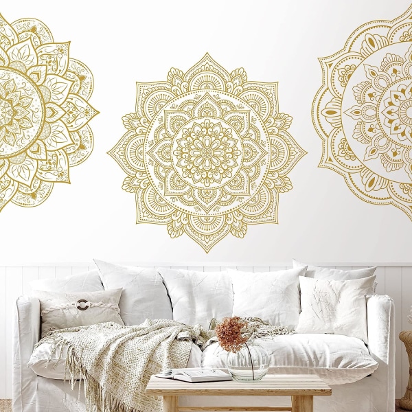 Väggdekor dekoration, blommor för yoga i vardagsrummet i sovrummet (guld)